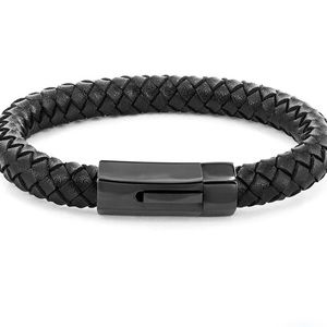 Crucible 9mm Distressed Black Leather Bracelet